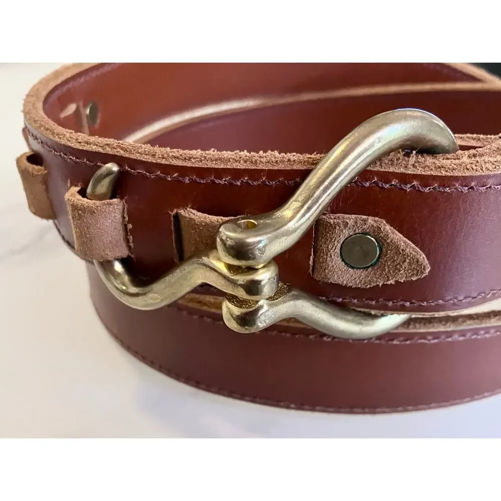 Leather Belt Hoof Pick Brass Hook Buckle Sz 40 Unique Western Equestrian Accent